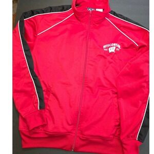 AS Sports Track Jacket Mens L Red Wisconsin‎ Badgers Full Zip Athletic